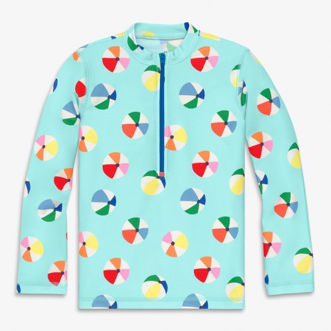 Primary Kids Half-Zip Rash Guard In Beach Balls In Mist Beach Balls Size 8-9