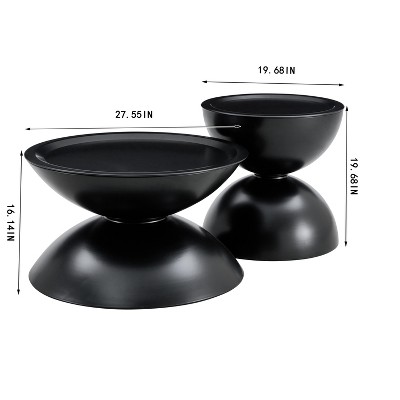 Vynxaria Black End Tables - Multifunctional Round Coffee Tables with Storage