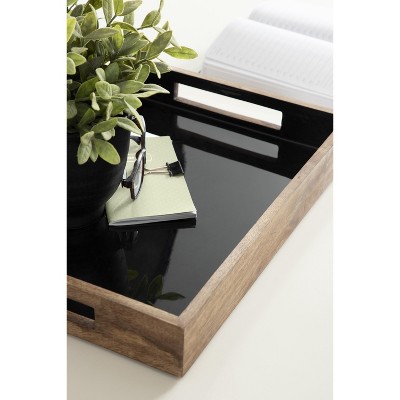 Ehrens Rectangular Natural and Black Mango Wood Tray