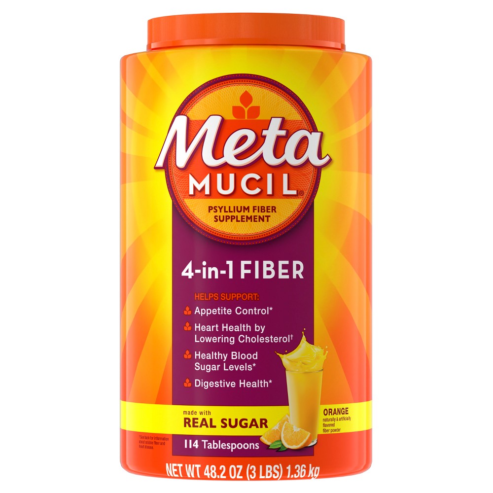 Photos - Vitamins & Minerals Metamucil Psyllium Fiber Supplement with Sugar Powder- Orange - 48.2oz