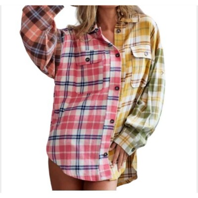 Women's Plaid Check Buttoned Down Shirt - BiBi