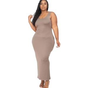 Slickblue Plus Size Solid Maxi Dress for Women, Sleeveless Stretch Jersey Knit, Casual Fit, 14 Colors Options, Size 1XL-3XL - 1 of 4