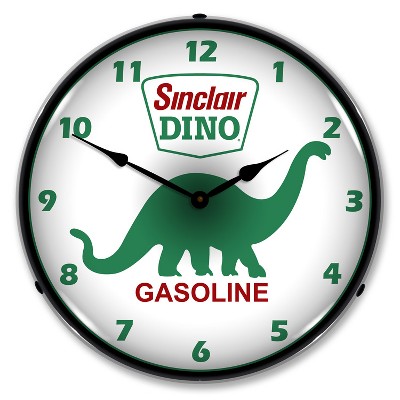 Collectable Sign & Clock | Sinclair Dino LED Wall Clock Retro/Vintage, Lighted