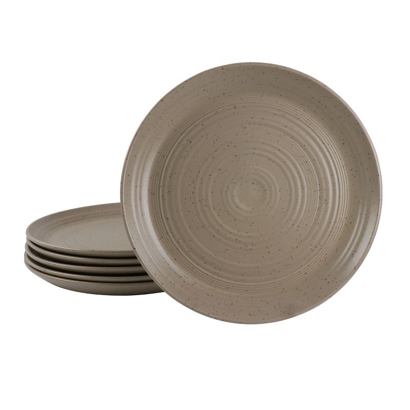 Gibson Bee and Willow Milbrook 6 Piece 10 Inch Round Stoneware Dinner Plate Set in Mocha, 1 of 6