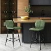 Elama 2 Piece Faux Leather Bar Chair in Green with Metal Legs - 2 of 4