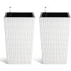 16 Inch Tall Planter Set of 2 Large Rattan Flower Pot with 2 Trays & a Water Level Monitor & Wheels Outdoor and Indoor for Patio,Porch - 3 of 4
