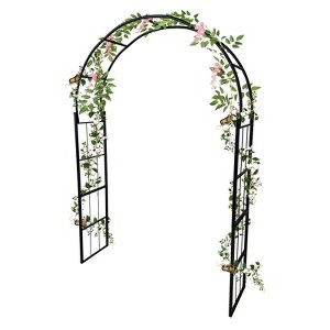 GustoWave Metal Garden Arch Trellis, Garden Arbor for Climbing Plants, Wedding Arch Arbor for Lawn, Party, Backyard, Black - 1 of 4