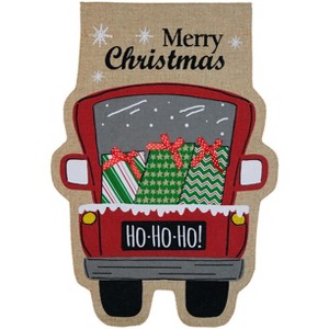 Christmas Delivery Burlap Garden Flag Pickup Truck 18" x 12.5" Briarwood Lane - 1 of 4