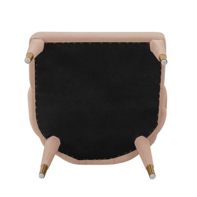 Blush Velvet Tufted Upholstered Dining Chair with Gold Tips