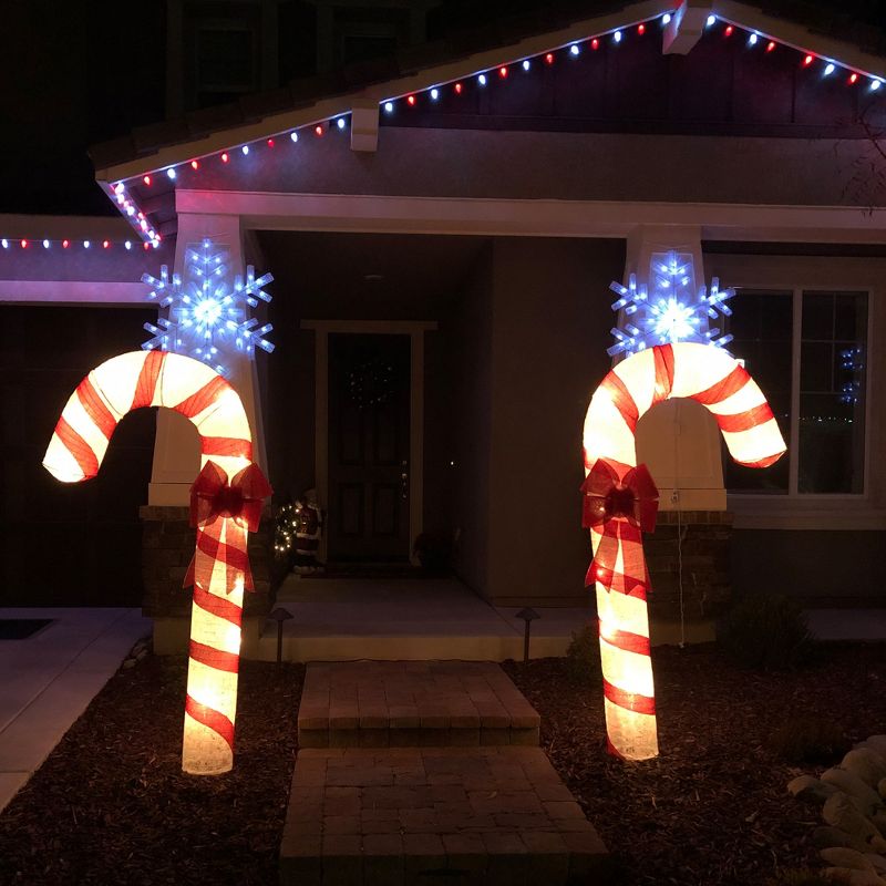 Northlight 72" Pre-Lit Red and White Glitter Candy Cane Christmas Outdoor Decoration, 3 of 5