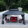 PURPLE LEAF Permanent Hardtop Gazebo Aluminum Frame Gazebo with Galvanized Steel Double Roof, UV-Resistant, Netting & Curtains included - Grey - 2 of 4