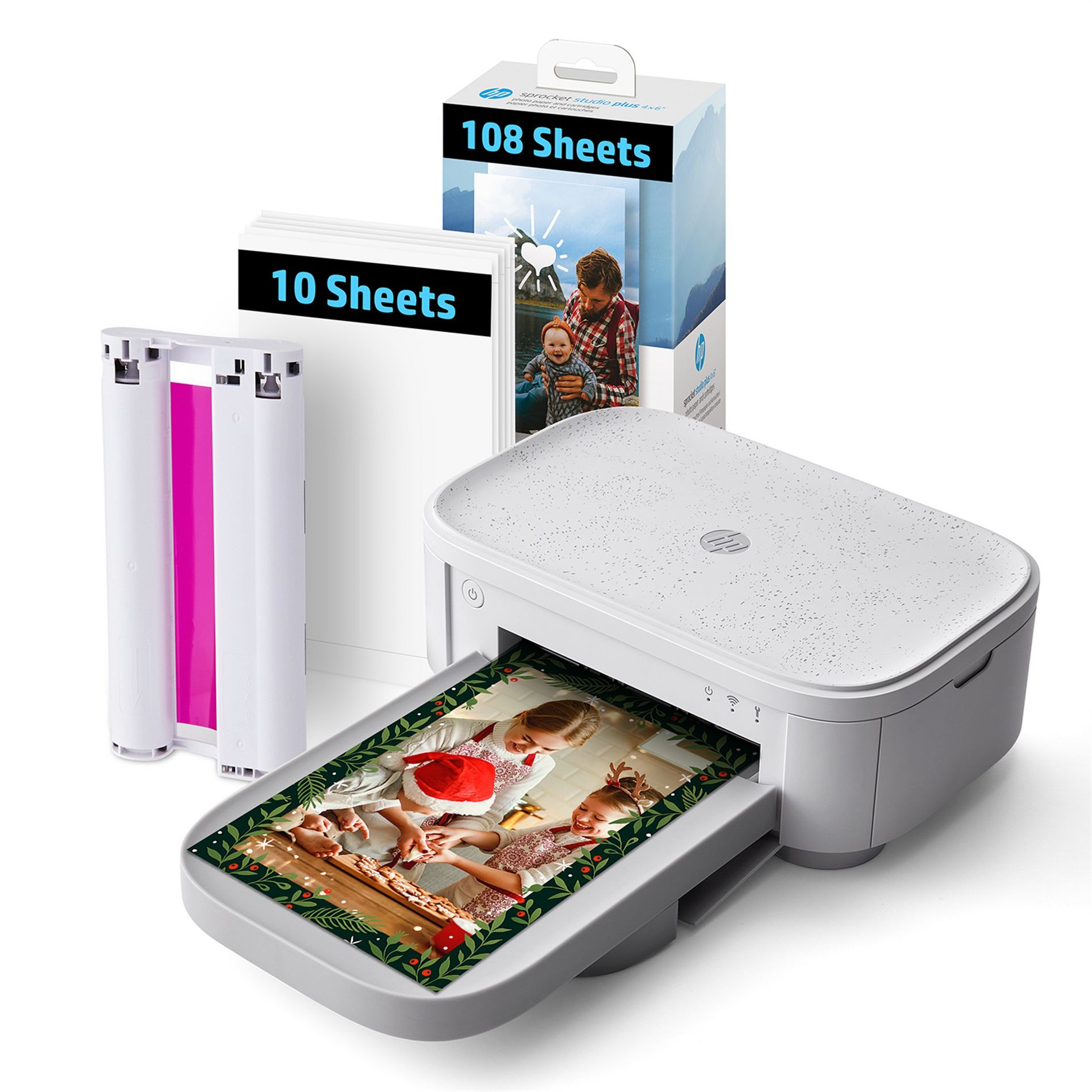 HP Sprocket Studio Plus 4x6 Wireless Instant Photo Printer – 118 Sheets & Cartridge Bundle
