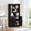 Dovelina Vertical Bookshelf Combination with Adjustable Shelves--Rattan Door - 2 of 4