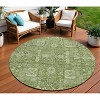 Artichoke Green And Ivory Oriental Washable Indoor Outdoor Area Rug - 2 of 4