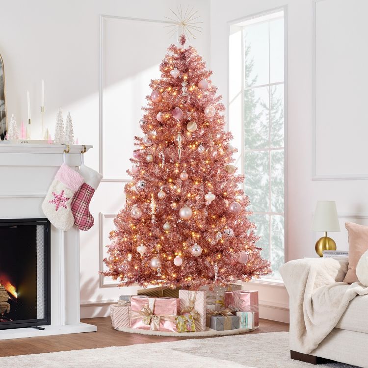 Best Choice Products Artificial Tinsel Christmas Tree Festive Holiday Decoration w/ Stand - Pink, 2 of 7