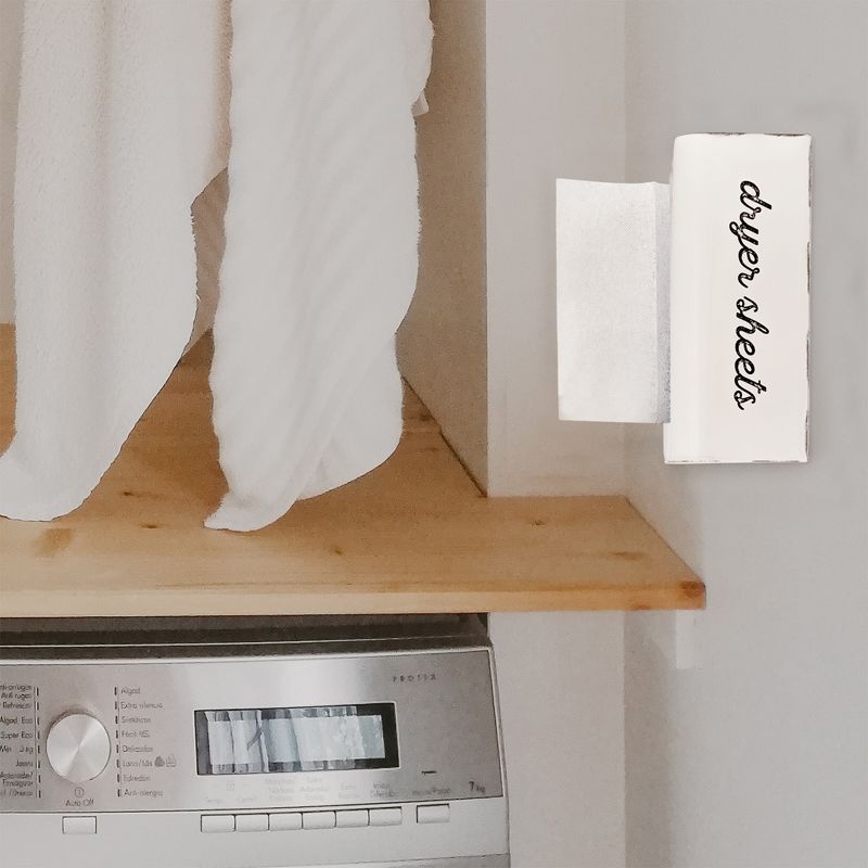 AuldHome Design Dryer Sheet Dispenser; Vertical Style Enamelware Laundry Fabric Softener Sheet Holder, 5 of 9