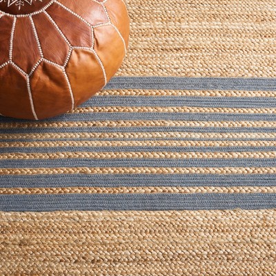 Hand-Knotted Artisan Gray Square Jute Area Rug - 6'x6'
