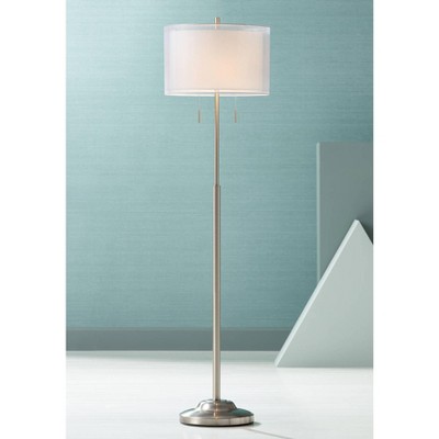 Roxie 65.5" Silver Brushed Nickel Floor Lamp with Linen Shade