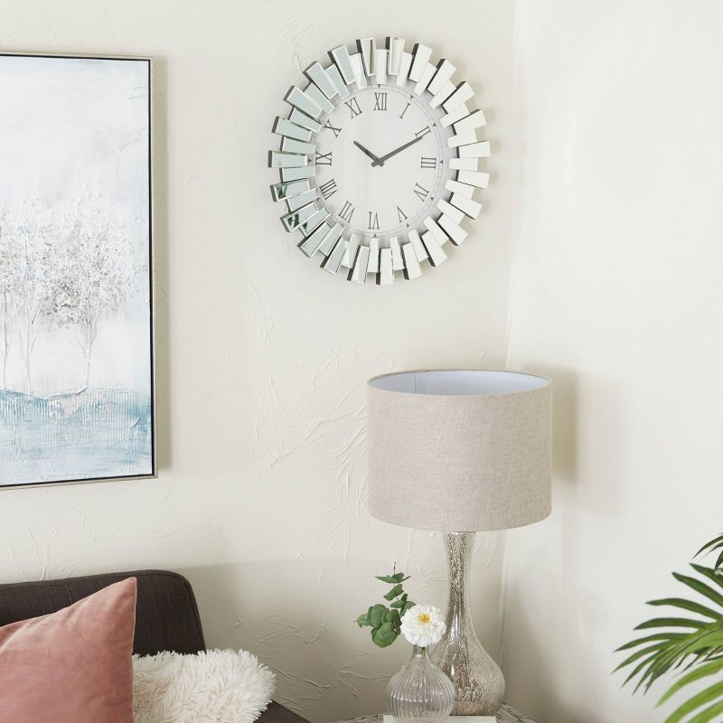 20&#34;x3&#34; Glass Starburst Mirrored Wall Clock Silver - Olivia &#38; May, 2 of 6