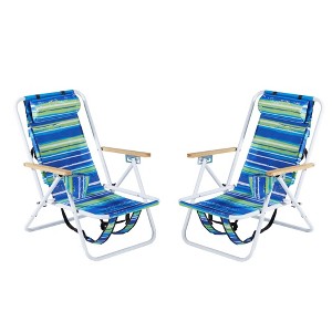 Sevobal Outdoor Portable Chairs 2PCS Reclining Beach Chair Set with Cup Holder and Headrest for Lawn Patio Deck Garden, Multicolored, 23"*21.7"*31.5" - 1 of 4