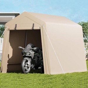 GustoWave 7x10 FT Portable Outdoor Storage Shed, UV-Resistant Carport for Motorcycle, Firewood - 1 of 4