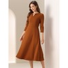 INSPIRE CHIC Women's Elegant Split Neck Side Zipper Pockets 3/4 Sleeve Work A-Line Dress - 2 of 4
