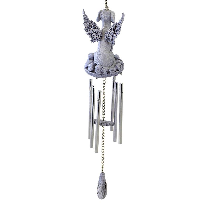 Roman 15.5 Inch Dog Memorial Windchime Angel Wings Pawprints Heart Bells And Wind Chimes, 3 of 4