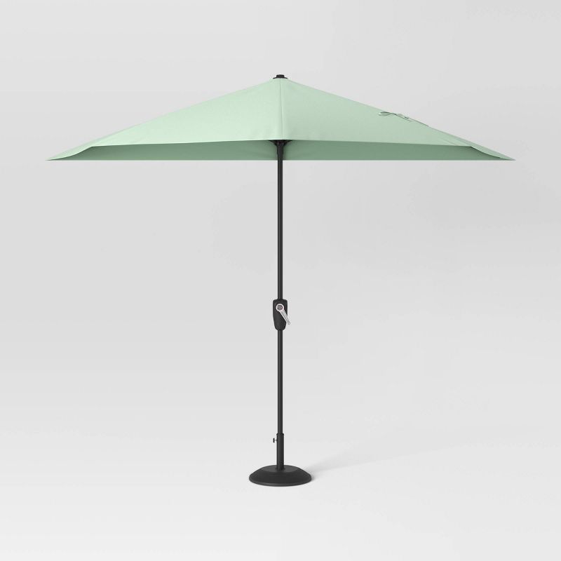 8.83'x7.81' Half-Circle Outdoor Patio Market Umbrella with Black Pole - Room Essentials™, 1 of 8