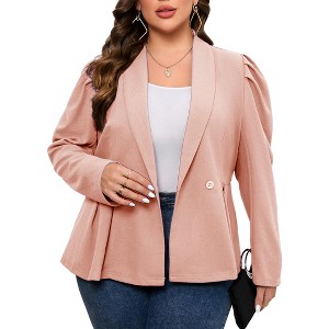 Plus Size Business Casual Blazers for Women Long Sleeve Shawl Lapel Blazer Suit Jackets - 1 of 4