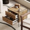 TiramisuBest 2-Drawer Bedside Table, MDF & Tempered Glass Sides for Modern Elegant Storage,Wood - 2 of 4