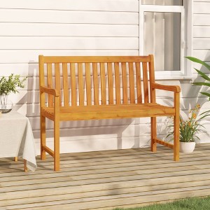 Garden Bench Natural Wood Solid Acacia Wood Small Garden Bench - 1 of 4