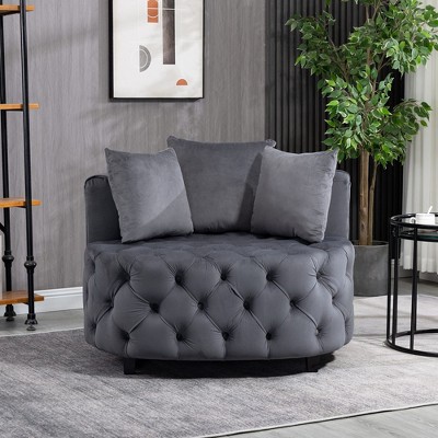 Elegant and Comfortable Velvet Accent Chair, Skin-Friendly, Ergonomic Design, Leisure Sofa Barrel Chair for Living Room, Small Spaces - Armless