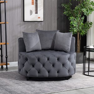 Elegant and Comfortable Velvet Accent Chair, Skin-Friendly, Ergonomic Design, Leisure Sofa Barrel Chair for Living Room, Small Spaces - Armless - 1 of 4