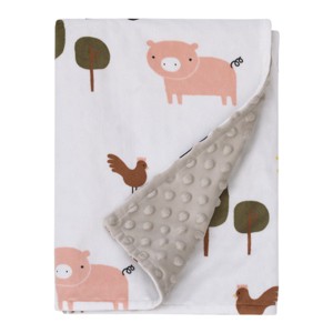 Little Love by NoJo Farm White, Gray, and Green Horses, Cows, and Chickens Super Soft Baby Blanket - 1 of 4