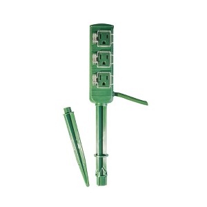 GoGreen Power (GG-36004) 16/3 SJTW 3-Outlet Outdoor Power Stake, Extension Cord for Garden Decorations with Garden Spikes, 18 Ft - 1 of 4