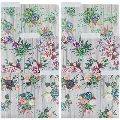 Paper Junkie 6-Pack Cactus Succulent Plastic File Cabinet Folders with 1/3 Cut Tab A4 Letter Size Document