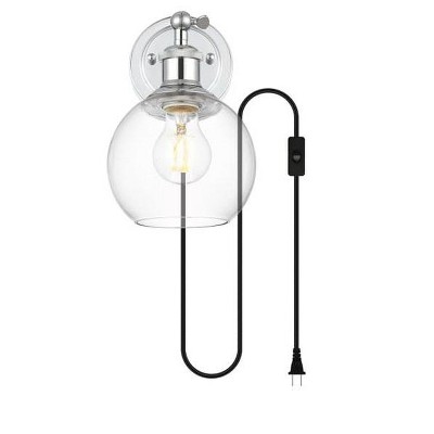 Elegant Lighting Wesson 1 light Chrome and Clear plug in wall sconce