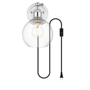 Elegant Lighting Wesson 1 light Chrome and Clear plug in wall sconce - 1 of 4