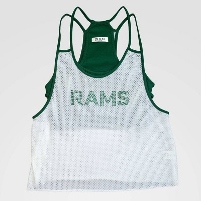 NCAA Colorado State Rams Mesh Spaghetti Rhinestone Tank Top - White L