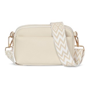 Hynes Eagle PU Crossbody Bag Purse-Beige - 1 of 4