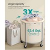 63.5-Gallon Rolling Laundry Hamper with 2 Compartments, Heavy-Duty Steel Frame Cart with Locking Wheels, Cream White and Silver - 2 of 4