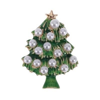 Unique Bargains Christmas Brooches Alloy Dripping Wax Green White 1.38"x1.89" 1 Pc