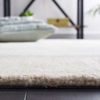 Ivory and Grey Hand-Tufted Wool Geometric Square Rug, 5' x 5'