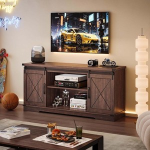 TV Stand for 65 Inch TV, Farmhouse Entertainment Center with Sliding Barn Doors, Adjustable Shelf Storage Cabinet - 1 of 4