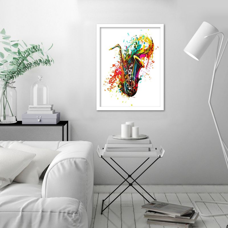 Americanflat Modern Wall Art Room Decor - Colorful Watercolor Saxophone by OLena Art, 2 of 7