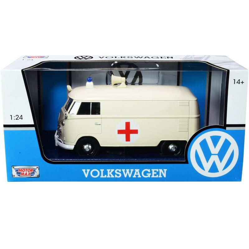 Volkswagen Type 2 (T1) Ambulance Cream 1/24 Diecast Model Car by Motormax, 3 of 4