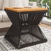 vidaXL Coffee Table with Wire Base Black 15"x15"x15" Solid Wood Acacia - 2 of 4