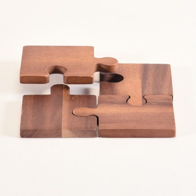 Kalmar Home Acacia Wood Puzzle Piece Coasters -s/4 : Target