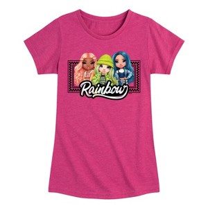 Girls' - Rainbow High - Checkered Frame Dolls Fitted Short Sleeve Graphic T-Shirt - 1 of 4