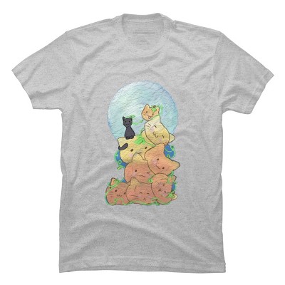 Men's Design By Humans Cat Pumpkin Pile By AwkwardDragon T-Shirt